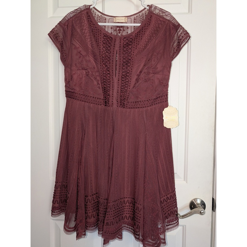 Altar'd State Cruze Dress M Wild Ginger Beaded Lace Boho Embellished NWT
